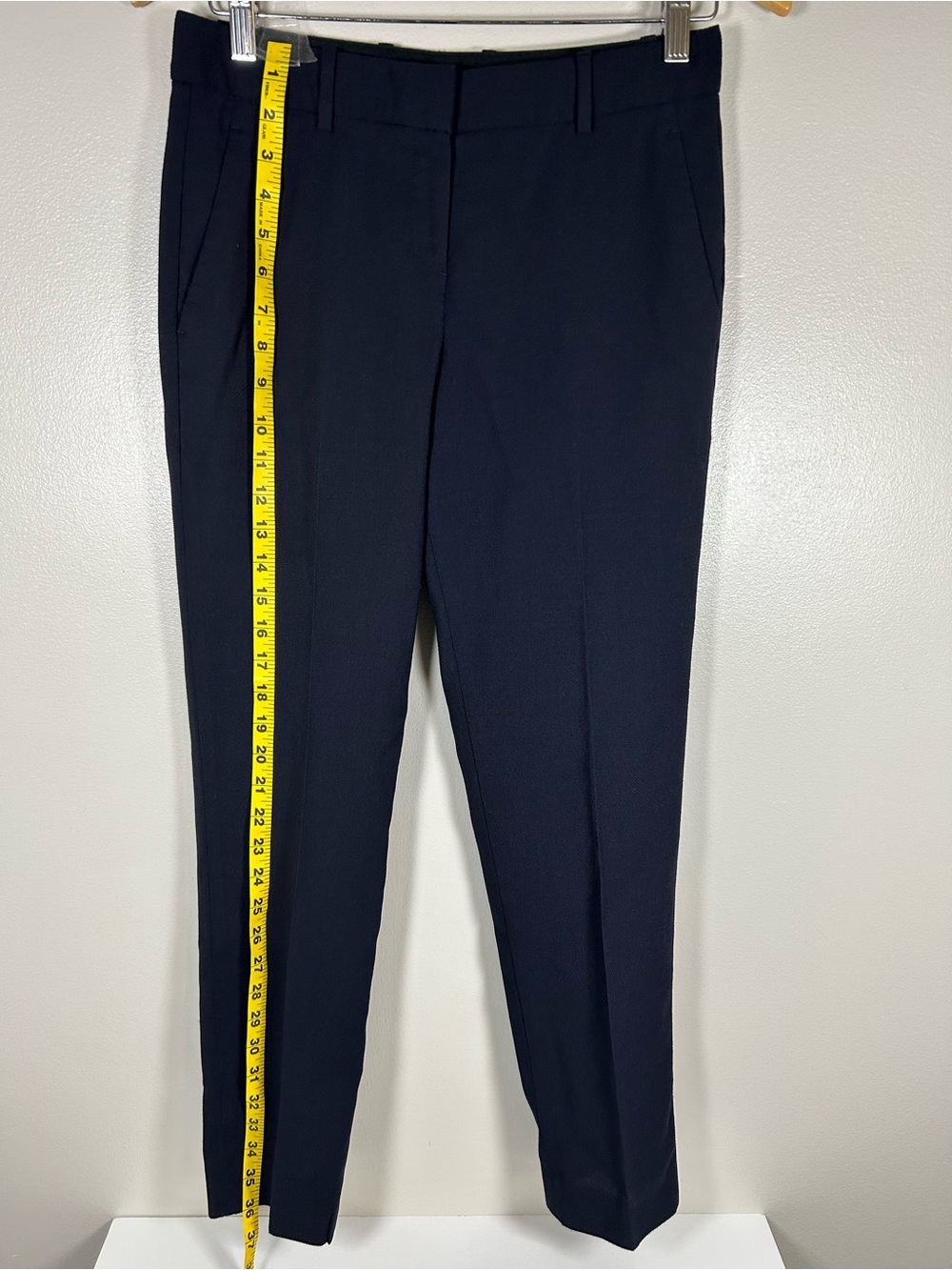 Theory Navy Blue 100% Wool Light Slim Straight Leg Trousers Pants - Picture 8 of 12